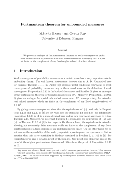 Portmanteau theorem for unbounded measures 1 Introduction