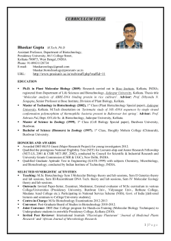 curriculum vitae - Presidency University
