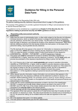 Guidance for filling in the Personal Data Form