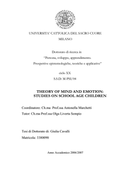 THEORY OF MIND AND EMOTION: STUDIES ON SCHOOL AGE