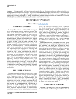 The Power of Hydrogen - University of Pittsburgh