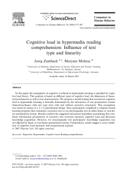 Cognitive load in hypermedia reading comprehension: Influence of