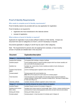 Proof of Identity Requirements Document Explanation/description