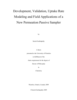 Development, Validation, Uptake Rate Modeling and