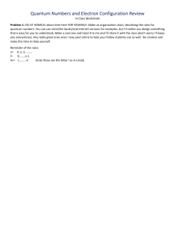 Quantum Numbers and Electron Configuration Review In