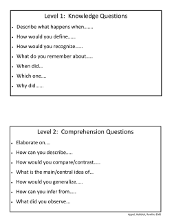 Level 1: Knowledge Questions Level 2: Comprehension