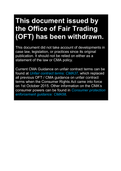 This document issued by the Office of Fair Trading (OFT