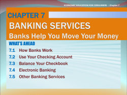 CHAPTER 7 BANKING SERVICES Where to Stash Your Cash