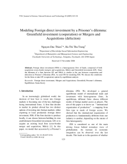 Modeling Foreign direct investment by a Prisoner`s dilemma