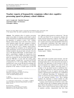 Teacher reports of hypoactivity symptoms reflect slow cognitive