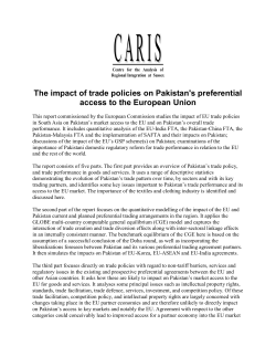 Trade Performance and Trade Policy in Pakistan