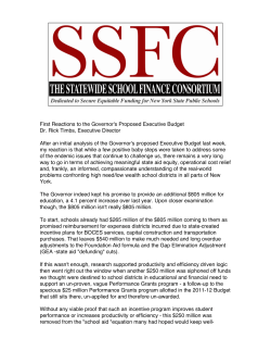 First Reactions to the Governor`s Proposed Executive Budget Dr