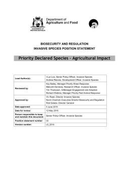 BIOSECURITY AND REGULATION invasive species POSITION