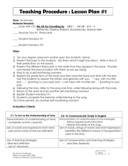 Time: 54 minutes Material Needed: ____ book with CD: We All Go