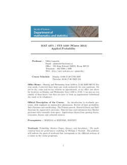 MAT 4371 / SYS 5120 (Winter 2012) Applied Probability