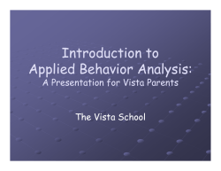 Introduction to Applied Behavior Analysis: pp y pp y