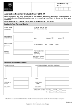 Form GAO/F1 Application Form for Graduate Study
