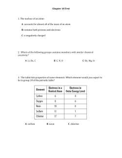 Chapter 18 Test 1. The nucleus of an atom