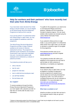 Help for workers and their partners* who have recently lost their jobs