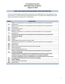 Co-Enrollment Courses Adult High School Programs August 13, 201
