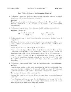 CSC438F/2404F Solutions to Problem Set 1 Fall, 2016 Due: Friday