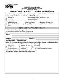 Air Pollution Control Act Compliance Review Form