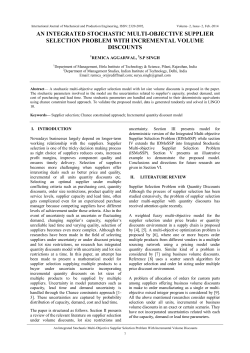 an integrated stochastic multi-objective supplier selection problem