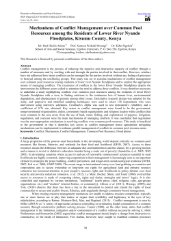 Mechanisms of Conflict Management over Common Pool Resources