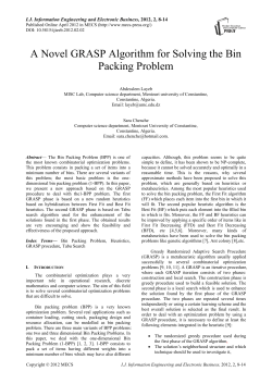 A Novel GRASP Algorithm for Solving the Bin Packing