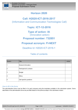 Proposal acronym: FI-NEXT Proposal number: 732851 Type of