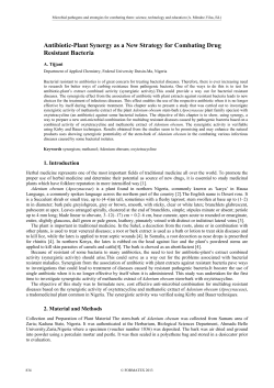 Antibiotic-Plant Synergy as a New Strategy for Combating Drug