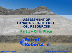 ASSESSMENT OF CANADA`S LIGHT TIGHT OIL RESOURCES Part 1