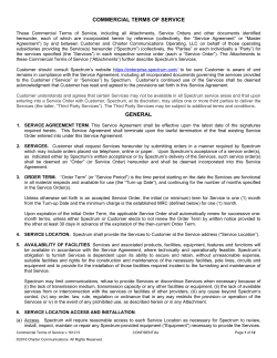 COMMERCIAL TERMS OF SERVICE GENERAL