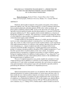 biologically weighted transparency: a predictor for water column