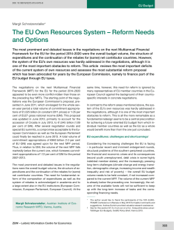 The EU Own Resources System &ndash; Reform Needs and Options