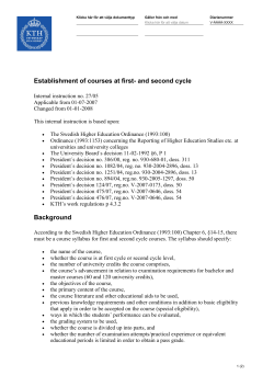 Establishment of courses at first