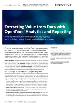 Extracting Value from Data with OpenText Analytics and Reporting