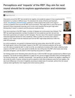 Perceptions and `impacts` of the REF: Key aim for next round should