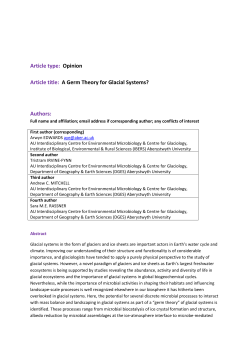 Opinion Article title: A Germ Theory for Glacial Systems?
