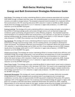 Multi-Sector Working Group Energy and Built Environment