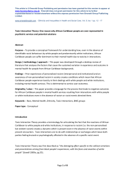 Page 1 of 8 Toxic Interaction Theory: One reason