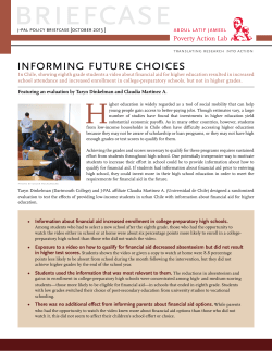 Informing Future Choices - The Abdul Latif Jameel Poverty Action Lab