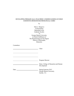 Teachers` Understanding of High Cognitive Demand Mathematical