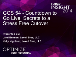 GC-54 Countdown to Go Live, Secrets to a Stress Free Cutover