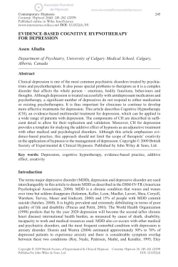 evidence-based cognitive hypnotherapy for depression