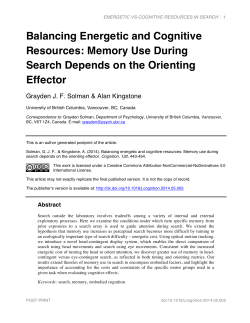 Balancing Energetic and Cognitive Resources: Memory Use During