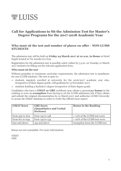Call for Applications to Sit the Admission Test for Master`s Degree