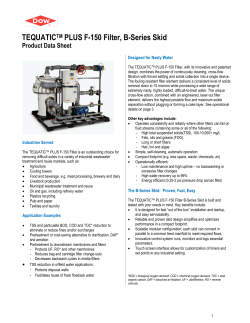 TEQUATIC&trade; PLUS F-150 Filter, B-Series Skid Product Data Sheet