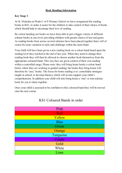 KS1 Coloured Bands in order Pink Red Yellow Blue Green Orange