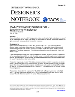TAOS Photo Sensor Response Part I: Sensitivity to Wavelength